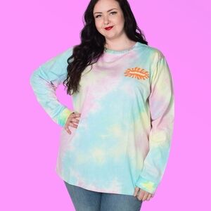 Cakeworthy x Nickelodeon 90's Rainbow Tie Dye Long Sleeve T-Shirt Size 2XL
